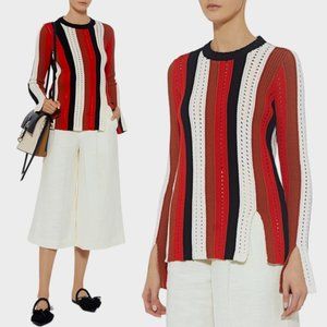 Derek Lam 10 Crosby Pointelle Knit Striped Knit Sweater Top Women's Size XS